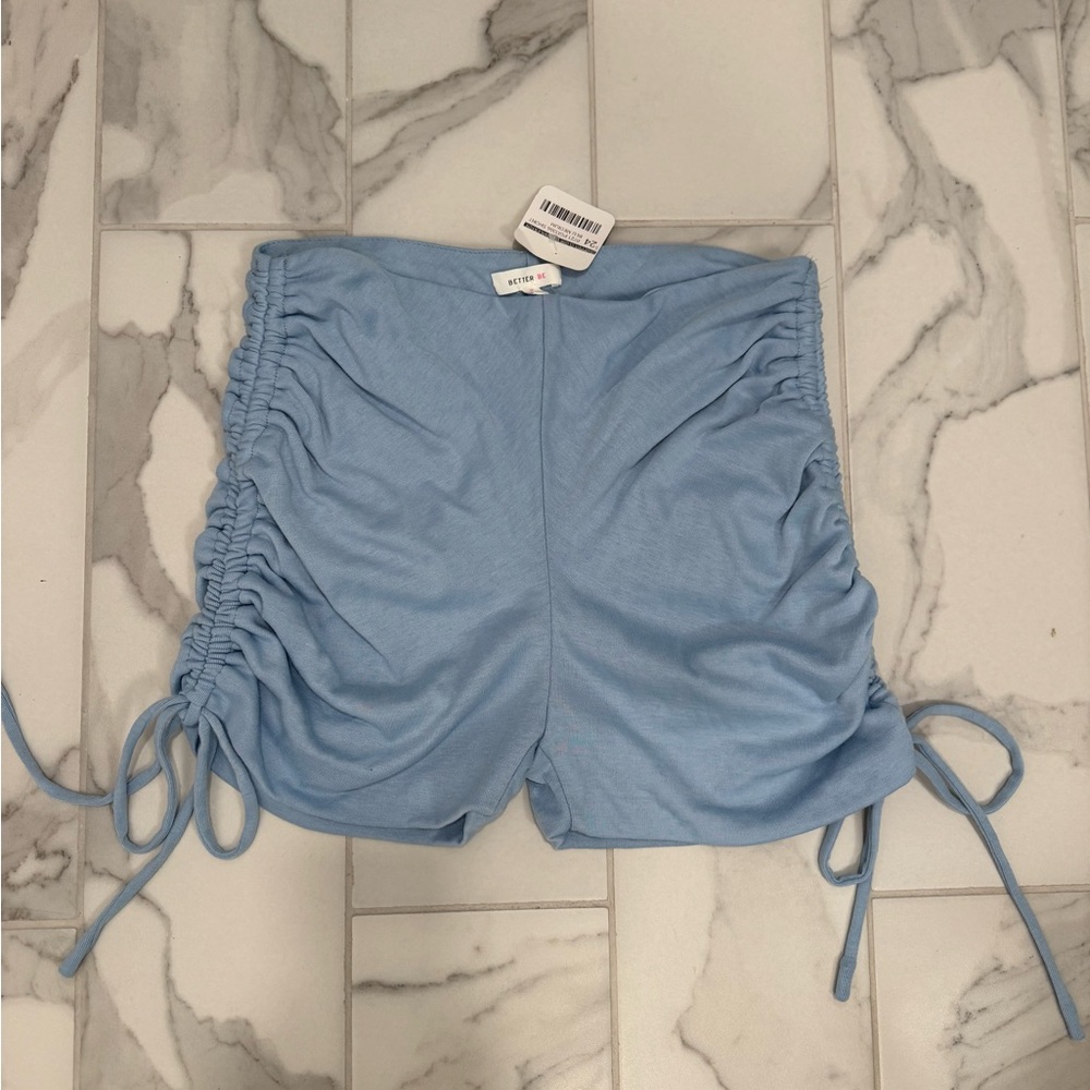 Light Blue Ruched Women's Shorts